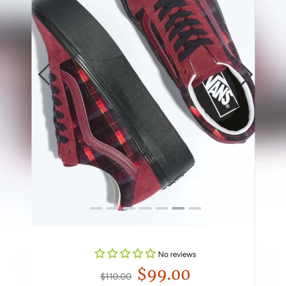 NWT Vans Old Skool Stackform Velvet Plaid Port Red Plaid Platform Sneakers - 9 - Picture 9 of 10